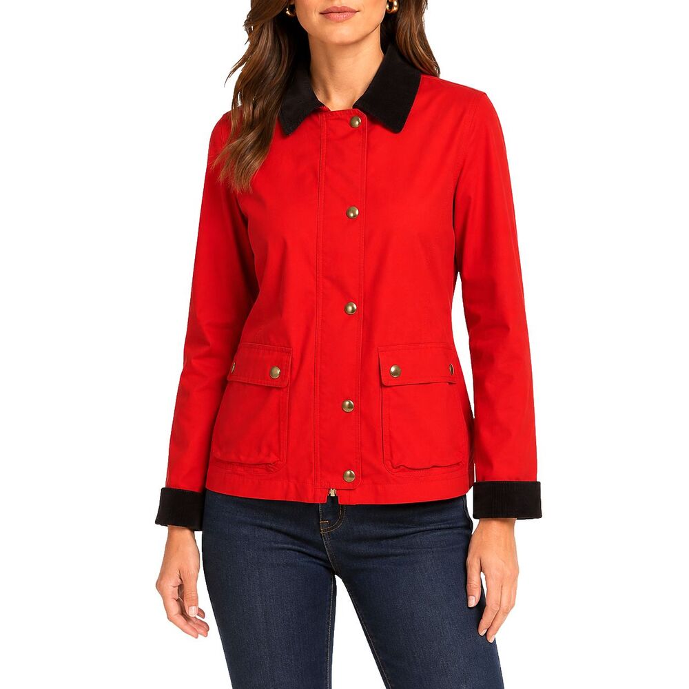 J Crew Womens Utility Jacket S Orange Cotton Corduroy Collar Chore Field Coat